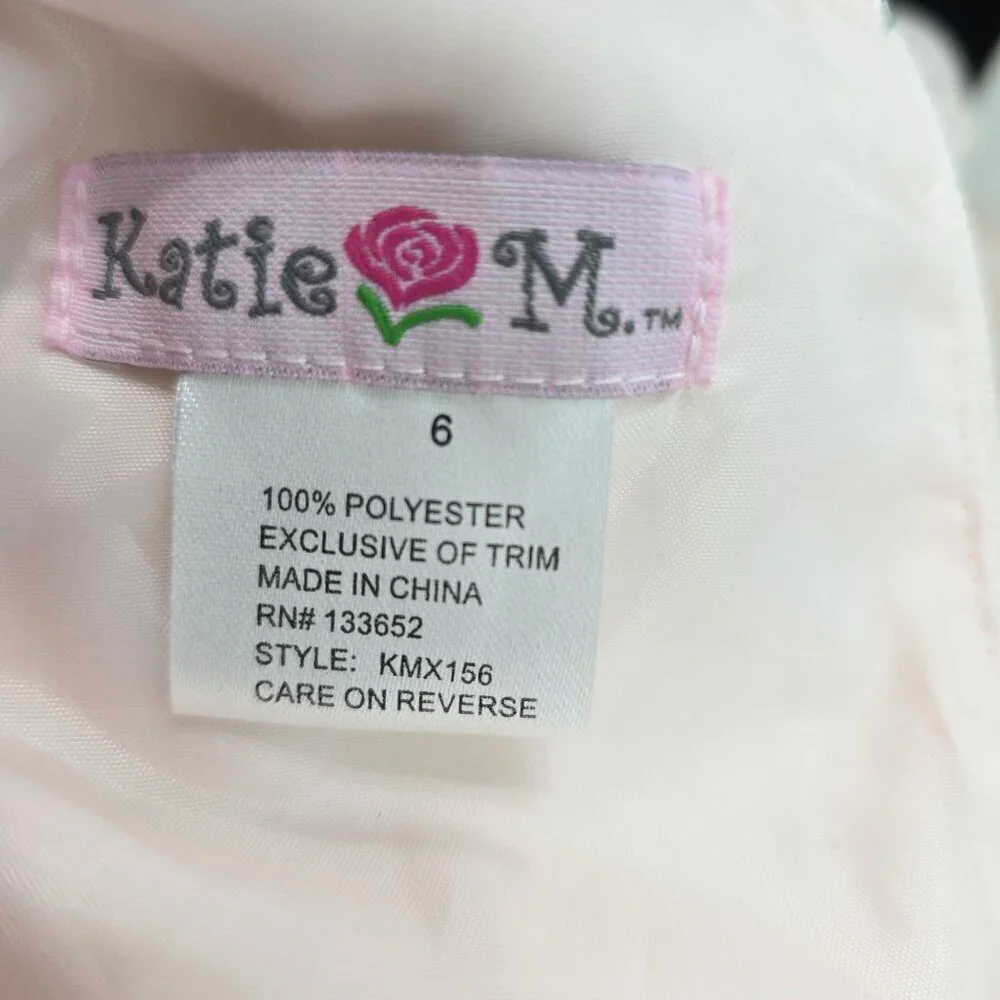 Katie M. Peach Blush Chiffon Satin Tiered Formal Dress Girls Size 6